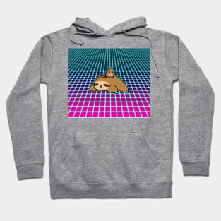 Chipmunk and Sloth Vaporwave Grid Hoodie